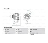 GENERATORE BOSCH ALTERNATORE 100A 14V Per OPEL VECTRA B CC CALIBRA A
