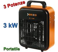 Generatore di Aria Calda 3kW Termoventilatore BRIXO Stufa Elettrica Riscaldatore