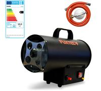 Generatore di calore a gas FUXTEC GH10 - 10 kW di potenza termica, 300 m³/h di portata d'aria calda - adattatore italiano incluso
