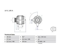 Bosch Alternatore 0 986 083 170 con puleggia a ruota libera per Audi, SEAT, VW
