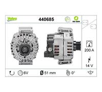 VALEO Alternatore 440685 – 14 V 200 A Ø 51 mm