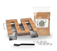Generatore di fumo freddo/coclea per affumicatura + 1,2 kg di farina di faggio + 4 ganci e spazzola - Spirale in acciaio inox per carne, pesce, salsiccia - Include consulenza PDF (gratis)