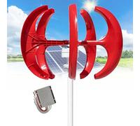 Generatore di turbine eoliche 16000 W, 12V 24V 48V, lanterna, turbina eolica verticale, 5 fogli con controller, generatore di turbine eoliche per integratore di corrente(Red,24V)