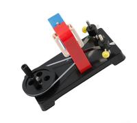 Generatore educativo a manovella CC con indicatori LED rossi e verdi, progettato per laboratori di fisica per insegnare la conversione dell'energia e i principi elettromagnetici