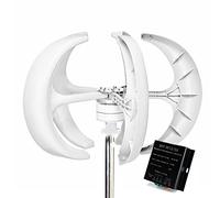 Generatore Eolico ad ASSE Verticale da 12000 W - Kit a 5 Pale per casa e Campeggio, Sistema di energia eolica efficiente, Avvio a Bassa velocità del Vento (2 M/S), Design Bianco Ecologico