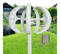 Generatore eolico verticale 16000W 12V 24V 48V Generatore eolico verticale - Kit lanterna verticale a 5 foglie con apparecchiatura di controllo, kit generatore eolico orizzontale(White,24V)