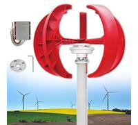 Generatore Eolico Verticale da 600 W con 5 Pale e Controller, Ideale per l'illuminazione Domestica e Stradale, Rosso 12 V, Soluzione efficiente per Le Energie rinnovabili