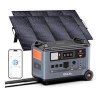 Generatore solare OSCAL PowerMax 6000 da 3600 Wh con 2 pannelli solari da 200 W, prese CA da 6000W (picco da 7200 W), ricarica CA da 2200 W/ricarica solare da 2400 W, batteria di backup domestica