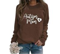 Generi Autismo Mamma Felpa per Le Donne autismo Mamma Regalo autismo consapevolezza Camicia Manica Lunga Carino Grafica Pullover Top