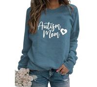 Generi Autismo Mamma Felpa per Le Donne autismo Mamma Regalo autismo consapevolezza Camicia Manica Lunga Carino Grafica Pullover Top