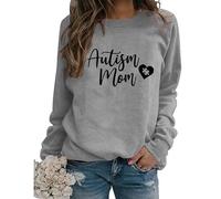 Generi Autismo Mamma Felpa per Le Donne autismo Mamma Regalo autismo consapevolezza Camicia Manica Lunga Carino Grafica Pullover Top