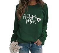 Generi Autismo Mamma Felpa per Le Donne autismo Mamma Regalo autismo consapevolezza Camicia Manica Lunga Carino Grafica Pullover Top