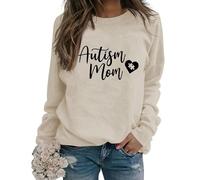 Generi Autismo Mamma Felpa per Le Donne autismo Mamma Regalo autismo consapevolezza Camicia Manica Lunga Carino Grafica Pullover Top
