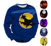 Generi Felpa girocollo uomo uomo costume di Halloween divertente Halloween stampato streetwear oversize felpe casual strega grafica pullover abiti festivi contrasto colore top stampa 3D pullover