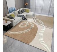 Generi Tappeti per soggiorno, ultra morbidi, a pelo corto, antiscivolo, non perdono, per camera da letto, sala da pranzo, moderno e minimalista, astratto, color cammello, marrone, 80 x 120 cm