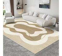 Generi Tappeto lavabile extra large per soggiorno, moderno, per camera da letto, morbido, a pelo basso, moderno, astratto, cammello, beige, 110 x 190 cm
