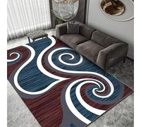 Generi Tappeto lavabile extra large per soggiorno, moderno, per camera da letto, morbido, a pelo basso, moderno, geometrico, rosso vinaccia, blu, 200 x 300 cm