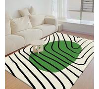 Generi Tappeto lavabile per soggiorno, moderno, camera da letto, morbido, a pelo basso, antiscivolo, non perde pelo, moderno, astratto, verde, beige, 120 x 160 cm