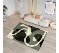 Generi Tappeto lavabile per soggiorno, moderno, per camera da letto, morbido, a pelo basso, antiscivolo, non perde pelo, moderno, astratto e semplice, verde scuro, 80 x 120 cm