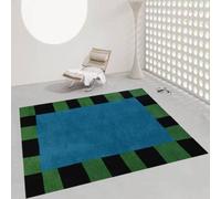 Generi Tappeto moderno per soggiorno, camera da letto, morbido, a pelo corto, antiscivolo, per corridoio, camera da letto e ufficio, moderno, minimalista, geometrico, verde, nero, blu, 200 x 280 cm