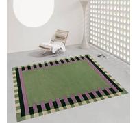 Generi Tappeto per soggiorno, antiscivolo, lavabile, per camera da letto, grande, sottile, a basso profilo, tappeto per ufficio, sala giochi, moderno e minimalista, rosa, beige, verde, 160 x 200 cm