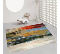 Generi Tappeto per soggiorno, lavabile, morbido, a pelo corto, camera da letto, sala da pranzo, ingresso, decorazione per la casa, colore astratto moderno, giallo, 200 x 250 cm