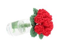 Generic 1:12 Casa delle Bambole Mini Modello Bonsai Accessori per la Decorazione del Giardino per Gli Amanti delle Bambole - Mini Piante Durevoli in Vetro Non Tossico e Argilla (rosso)