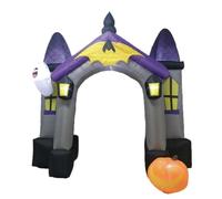 Generic 1 Pezzo Arco Gonfiabile Halloween Arco Castello Decorazione da Esterno Luci LED Pannelli Laterali Luminosi Base Zavorra in Poliestere Adatto a Giardini Cortili