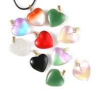 Generic 10 Pezzi di Ciondoli a Forma di Cuore Incantesimi 20 Mm per Perle di Chakra Cristallino Perle a Gradiente per Collana Fai - -Te per la Produzione di Gioielli
