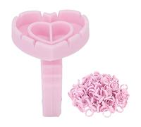 Generic 100 Pezzi di Coppe Ad Anello per Colla per Ciglia Rosa Usa e Getta per Estensioni Rapide delle Ciglia, Coppe per Fiori per Artisti