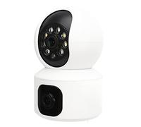 Generic 1080p HD Dual Lens Smart Security Camera a 360 Gradi Visione Notturna Panoramica Camma Wifi per la Biblioteca dell'ufficio di Casa - Materiale ABS (Spina europea)