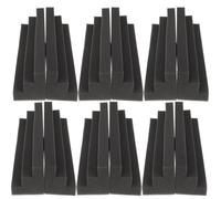 Generic 12 Pezzi Pannelli Acustici Trapezoidali per Isolamento Acustico in Spugna Nera, Controllo del Rumore e Assorbimento Acustico per Studi di Registrazione e Uffici Domestici