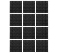 Generic 12 pezzi Pannelli Fonoassorbenti Autoadesivi Pareti Interni Isolamento Acustico Tagliabili per Studio Sala Musica e Home Theater Nero