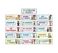 Generic 16 poster educativi con regole per la classe, segnali comportamentali, contenuti educativi per l'apprendimento