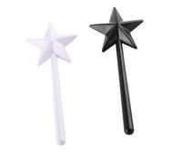 generic 2 Pezzi Agitatori per Sale e Bacchetta Magica, Agitatori di Plastica per Decorazioni da Carine a Forma di Stella per Cucinare e Mangiare, Set in Bianco e