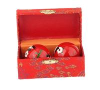 Generic 2 Pezzi Palle da Massaggio per le Mani, Palle per Esercizi Cinesi con Scatola di Immagazzinaggio, Durevole, Rilassamento Compatto, Palline Baoding, Panda Rosso