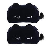 Generic 2 pezzi Pochette Gatti Trucchetti Grande Capacità Borsa Cosmetici da Viaggio e Astuccio Porta Penne in Morbido Resistente per Organizzazione Makeup