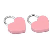 Generic 2 Set di Lucchetti Colorati in Metallo con Chiusura a Cuore per Borse e Piccoli Diari Artigianali 30x39 Mm (PINK)