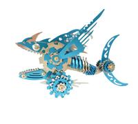 generic 211+PCS 3D Metallo Megalodon Modello Puzzle Kit, Alta Difficoltà 3D DIY Puzzle Meccanico, Modelli in Metallo per adulti da costruire