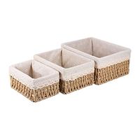 Generic - 3 cestini per nidificazione con fodere, in vimini intrecciato, colore: beige, 25 x 19 x 12 cm, Y13FY5917R