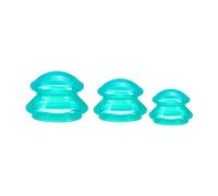 Generic 3 Pezzi Cupping Set Silicone Massaggio Professionale Ventosa Suzione Unica Manico Ergonomico Adatto a Massaggiatore E Casa, Verde