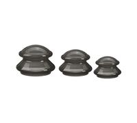 Generic 3 Pezzi Cupping Set Silicone Massaggio Professionale Ventosa Suzione Unica Manico Ergonomico Adatto a Massaggiatore E Casa, Nero