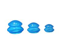 Generic 3 Pezzi Cupping Set Silicone Massaggio Professionale Ventosa Suzione Unica Manico Ergonomico Adatto a Massaggiatore E Casa, Blu