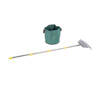 Generic 36 a 73 "Rastrello da Giardino Espandibile Regolabile per Foglie, Strumenti di Rastrello in Metallo Largo 18" con Sacchetto Fogliare Riutilizzabile, per Giardinaggio, Arbusto, Letto di Fiori
