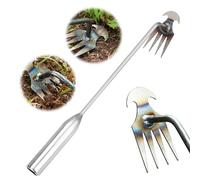 Generic 4 denti in acciaio al manganese da giardino Weeder, doppio scopo manuale sarchiatore strumento giardino Weeder rastrello per casa giardino pala, giardinaggio piantare diserbo (39,9 cm, 4 denti