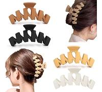Generic 4 mollette per capelli, 4,3 pollici, resistenti opache, eleganti, vintage, semplici, irregolari, antiscivolo, per capelli spessi, per capelli spessi