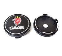 GÉNERIC 4 Pezzi Auto Coprimozzi Coprimozzo Tappi del Centro della Ruota, per Saab 03-10 BJ SCS 9-3 9-5 9-2x 9-5x 56mm 60mm 65mm 68mm Accessori,60mm-Black-Base-2