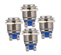 Generic 4 pezzi Interruttore Pulsante Reset in Metallo Resistente Autoreset per Avviamento Pulsante Meccanico per Barca e Connessione Accensione