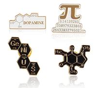 Generic 4 Pezzi Spille Con Struttura Molecolare Pin Formula Chimica Spilla Smaltata Distintivi Per Gioielli Chimici Per Borsa Zaino