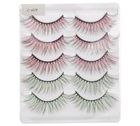 Generic 5 Paia Ciglia Finte Colorate Naturali Lunghe, Extension Ciglia Finte Delicate e Riutilizzabili per Trucco, Feste e Cosplay, Comode per Uso Prolungato e Sguardo Intenso